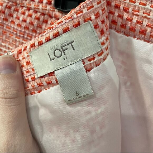 LOFT Ann Taylor Orange Red Patterned Mini Skirt With Pockets Women’s Size 6 - Picture 5 of 9